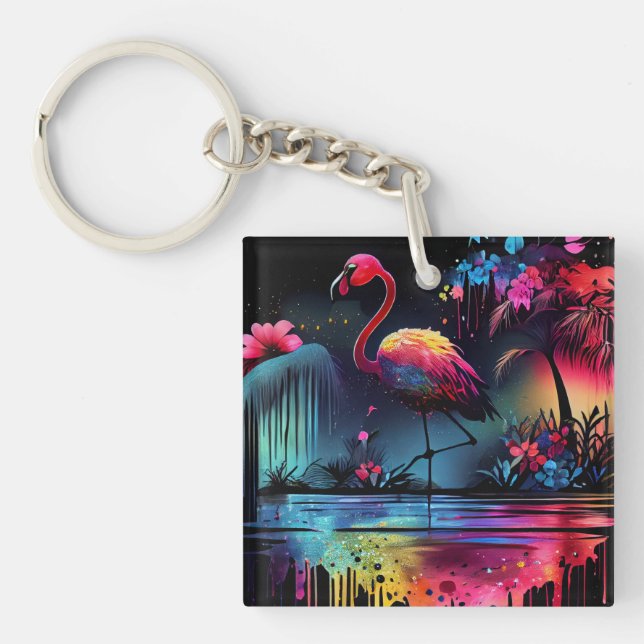Flamingo in A Lake-63852 Key Ring (Front)