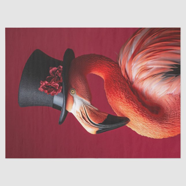 Flamingo in a Top Hat Decoupage Tissue Paper (Front)