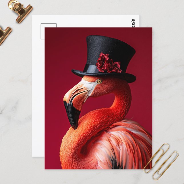 Flamingo in a Top Hat Postcard (Creator Uploaded)