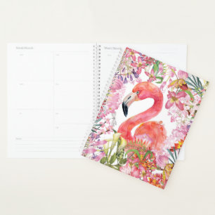 Flamingo in Flower Jungle - Summer Pattern Planner