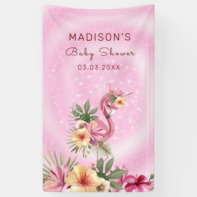 Flamingo in Flowers  Banner (Vertical)