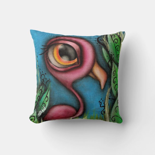 Flamingo in Garden Pillow (Front)