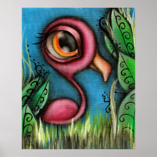 Flamingo in Garden Poster