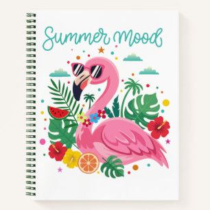 Flamingo in Sunglasses Tropical Spiral Notebook