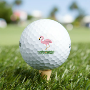 Flamingo In The Grass Golf Balls