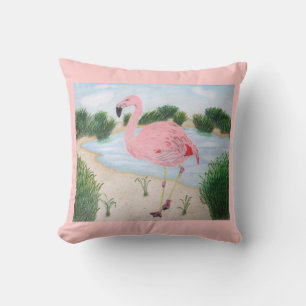 Flamingo in the Marsh Pillow