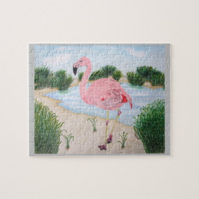 Flamingo in the Marsh Puzzle (Horizontal)