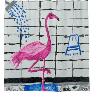 Flamingo in the Shower Curtain