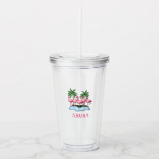 Flamingo Island Aruba | Acrylic Drink Cup Tumbler