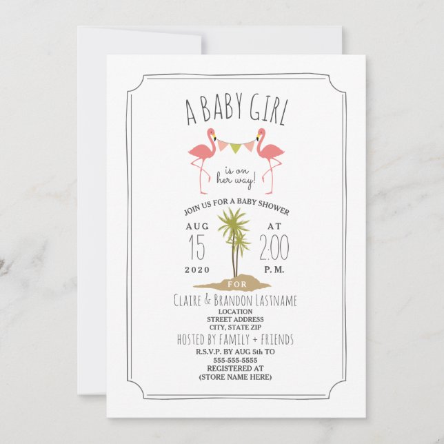 Flamingo Island Baby Shower Invitation (Front)