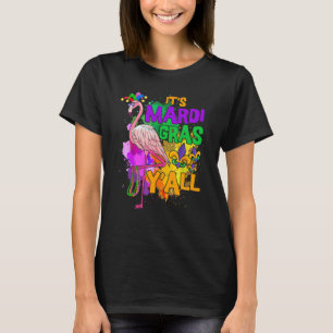 Flamingo Its Mardi Gras Yall Carnival Jester Hat W T-Shirt