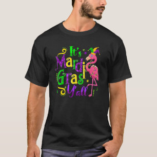 Flamingo It's Mardi Gras Y'all Jester Hat Mask Bea T-Shirt