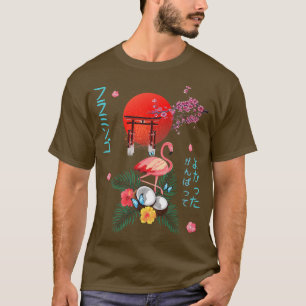 Flamingo Japanese Anime Otaku Pagoda Coconut & Sak T-Shirt