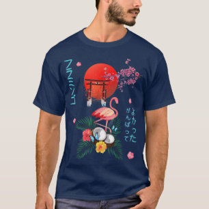 Flamingo Japanese Anime Otaku Pagoda Coconut & Sak T-Shirt