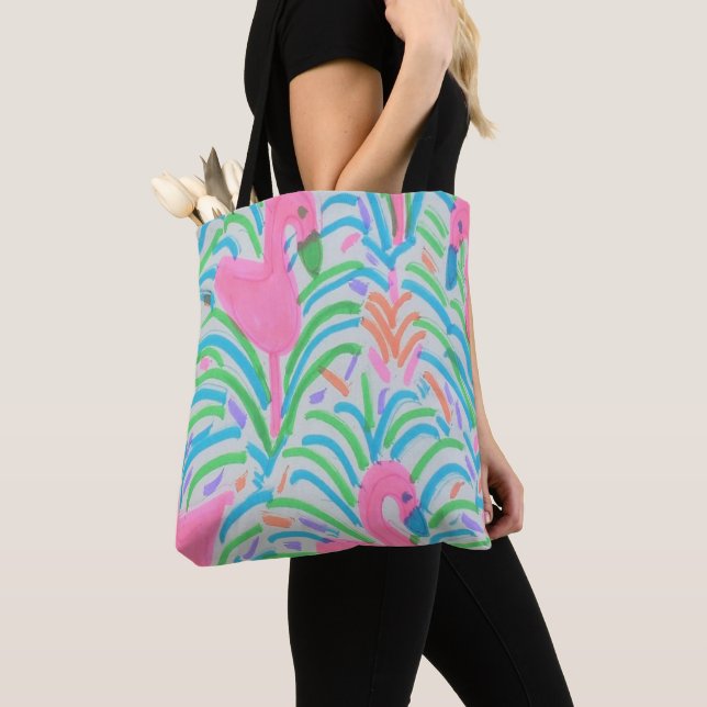 Flamingo Jungle Party Tote Bag (Close Up)