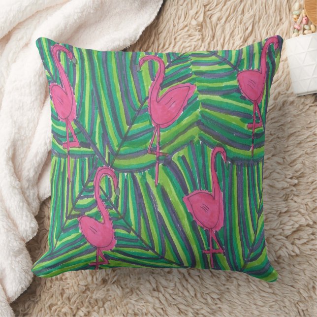 Flamingo Jungle Vibe Cushion (Blanket)