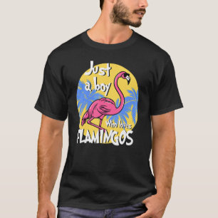 Flamingo Just A Boy Who Loves Flamingos Pink Bird T-Shirt