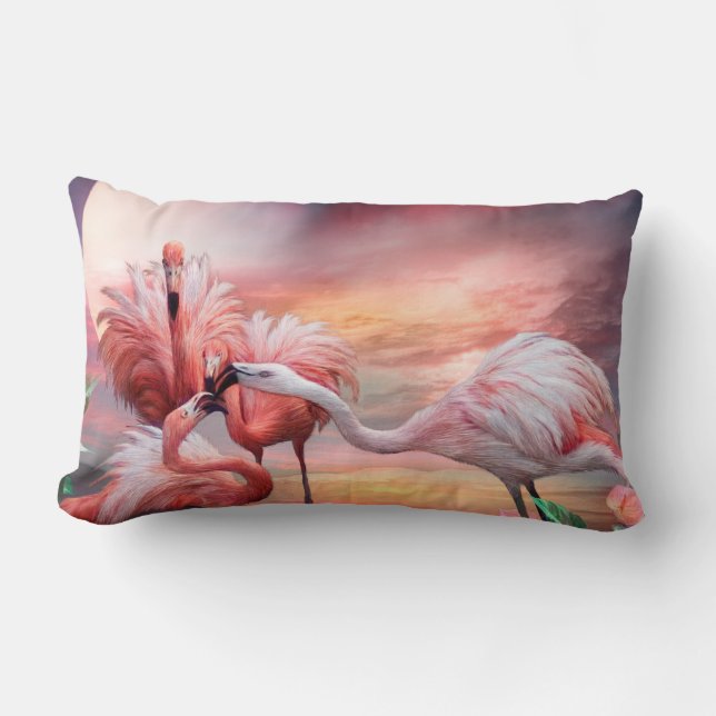 Flamingo Kiss Art Decorator Pillow (Front)