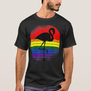 Flamingo LGBTQ Retro Vintage Bird Gay Pride Flag A T-Shirt