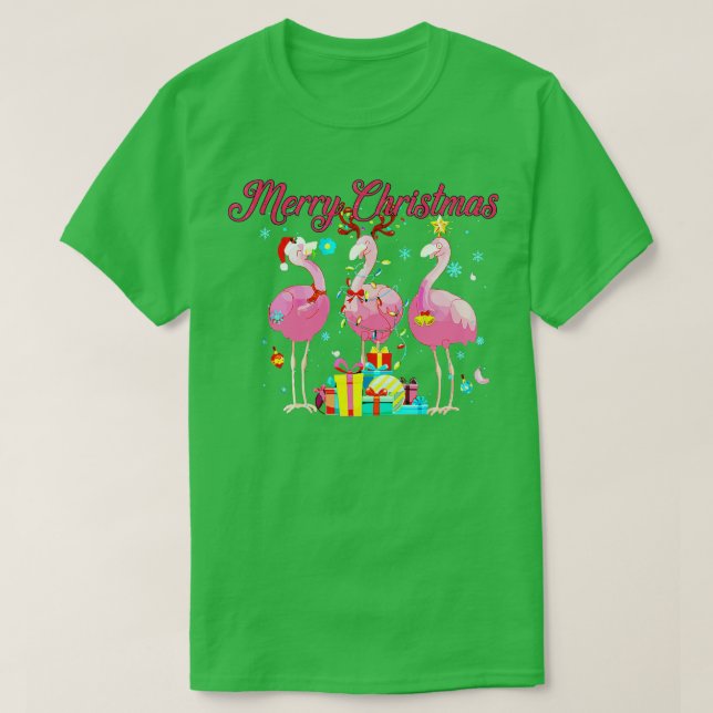 Flamingo Lights Santa Hat Sweater Xmas Tree Christ (Design Front)