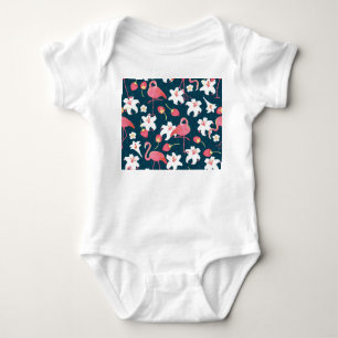 Flamingo Lilies: Tropical Vintage Design. Baby Bodysuit