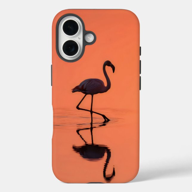 Flamingo long legs cast a shadow in shallow water Case-Mate iPhone case (Back)