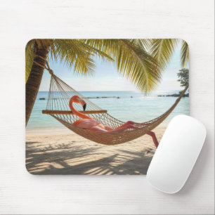 Flamingo Lounging in a Hammock Mouse Pad