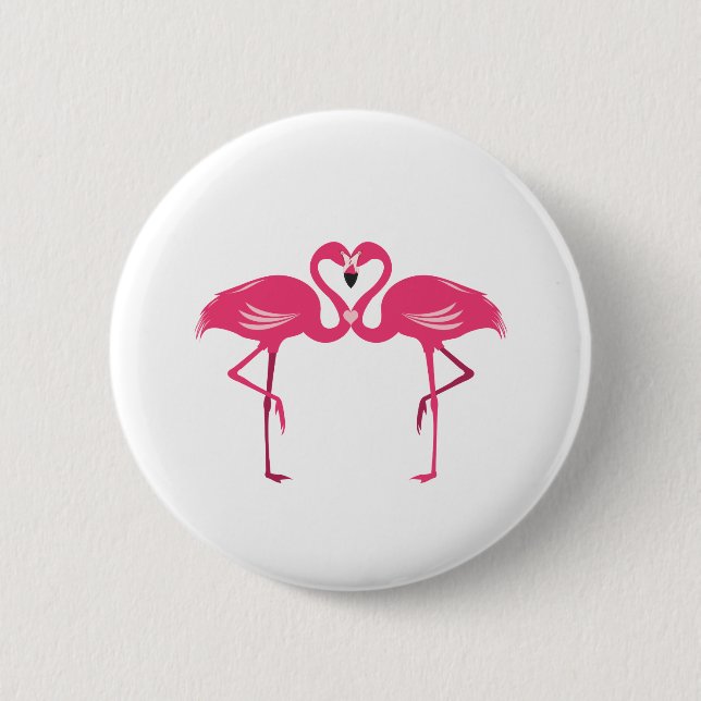 Flamingo Love 6 Cm Round Badge (Front)