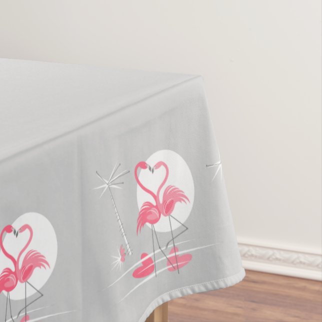 Flamingo Love Border tablecloth 60x84 (In Situ)
