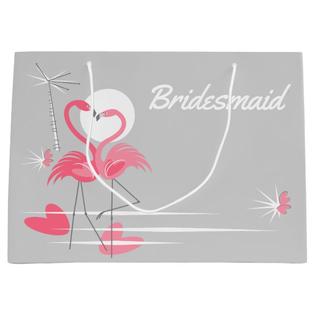 Flamingo Love Bridesmaid large Gift Bag (Front)