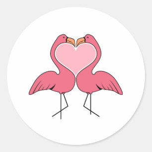 Flamingo Love Classic Round Sticker