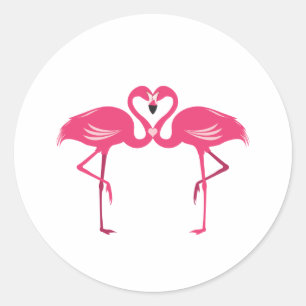 Flamingo Love Classic Round Sticker