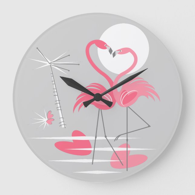 Flamingo Love clock round (Front)