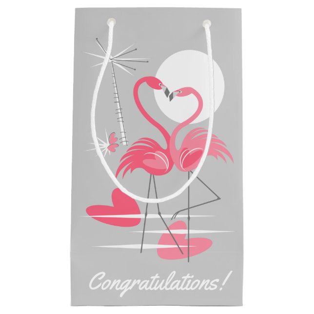 Flamingo Love Congratulations! gift bag small (Front)