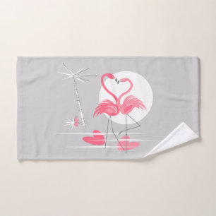 Flamingo Love hand towel horizontal
