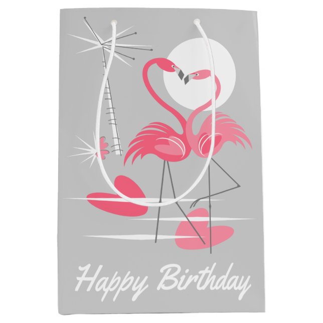 Flamingo Love Happy Birthday gift bag medium (Front)