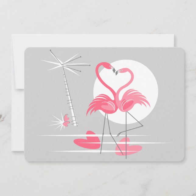 Flamingo Love invitation horizontal (Front)