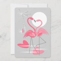 Flamingo Love invitation vertical