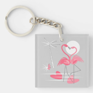 Flamingo Love keychain acrylic square