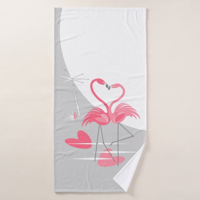 Flamingo Love Large Moon bath towel vertical (Bath Towel)