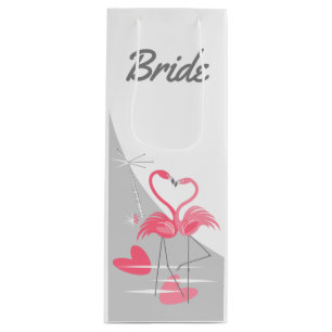 Flamingo Love Large Moon Bride wine Gift Bag