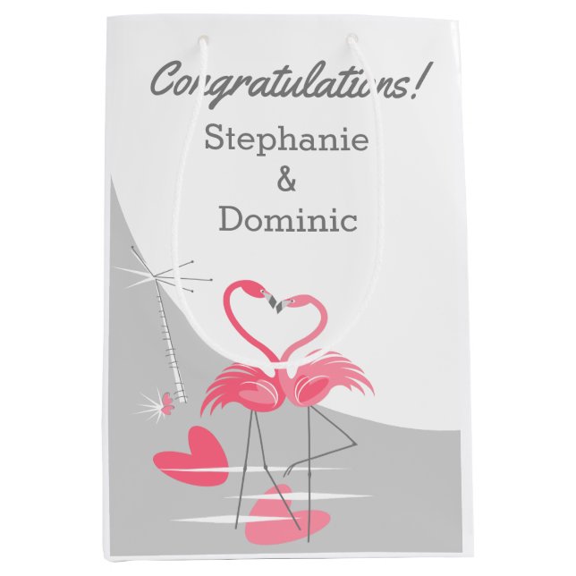 Flamingo Love Large Moon Congratulations medium Gift Bag (Front)