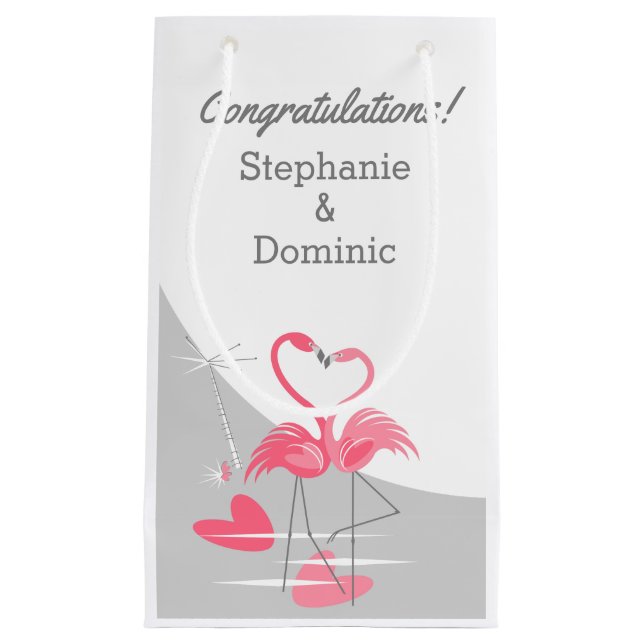 Flamingo Love Large Moon Congratulations small Gift Bag (Front)