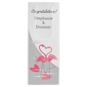 Flamingo Love Large Moon Congratulations wine Gift Bag
