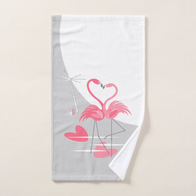 Flamingo Love Large Moon hand towel vertical (Hand Towel)
