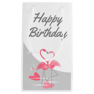 Flamingo Love Large Moon Happy Birthday small Gift Bag
