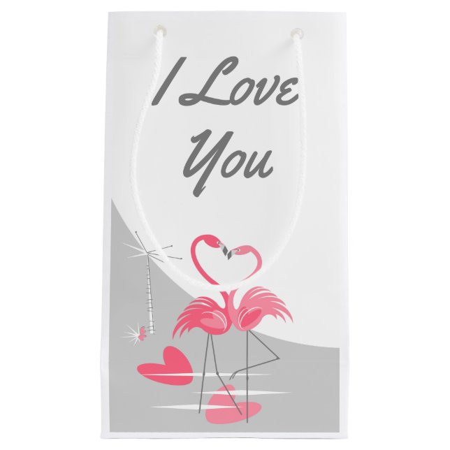 Flamingo Love Large Moon I Love You small Small Gift Bag (Front)