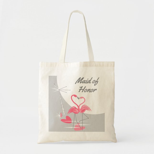 Flamingo Love Large Moon Maid of Honour tote Bag (Front)