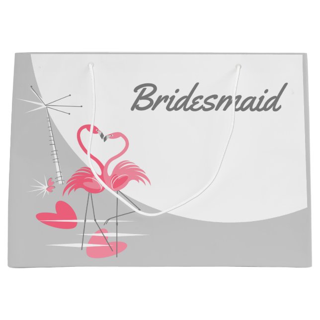 Flamingo Love Large Moon Name Bridesmaid large Gift Bag (Front)