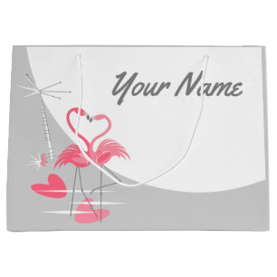Flamingo Love Large Moon Name gift bag large